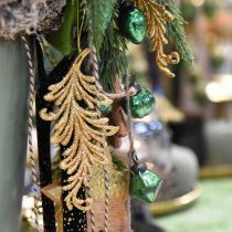 Artikel Baumanhänger mit Glitter, Deko-Federn zum Hängen, Weihnachtsdeko Golden L16cm 6St
