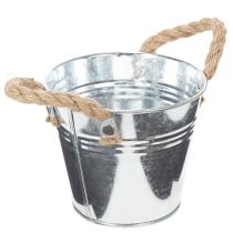 Artikel Blecheimer mit Seilgriffen aus Metall glänzend Ø12cm für Dekorationen