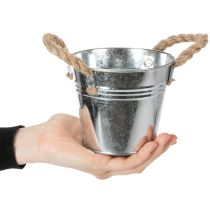 Artikel Blecheimer mit Seilgriffen aus Metall glänzend Ø12cm für Dekorationen