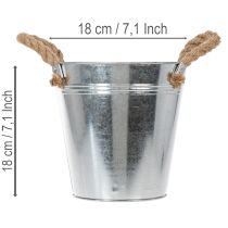Artikel Blecheimer aus verzinktem Stahl mit Seilgriffen Ø18cm Silber für Innen- und Aussenbereich