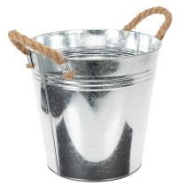 Artikel Blecheimer aus verzinktem Metall Ø22cm mit Seilgriffen in Silber für Innen- und Aussenbereich
