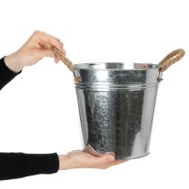 Artikel Blecheimer aus verzinktem Metall Ø22cm mit Seilgriffen in Silber für Innen- und Aussenbereich