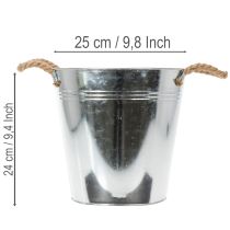Artikel Blecheimer mit Seilgriffen Silber Ø25cm für Innen- und Aussenbereich