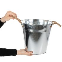 Artikel Blecheimer mit Seilgriffen Silber Ø25cm für Innen- und Aussenbereich