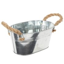 Artikel Blechschale mit Seilgriffen aus Metall 22x13x10cm Silber für Innen- und Aussenbereich