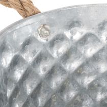 Artikel Blechschale mit Seilgriffen aus Metall Ø18cm H10cm Weiss Silber für Innen- und Aussenbereich