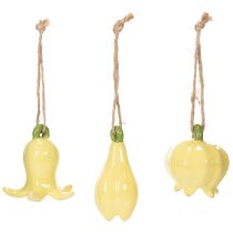 Artikel Keramik Blumenanhänger Gelb 9 cm 6er Set für Frühlingsdeko