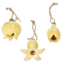 Artikel Keramik Blumenanhänger Gelb 9 cm 6er Set für Frühlingsdeko