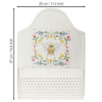 Artikel Blumenkasten aus Metall mit Bienen-Motiv, cremefarben, zum Hängen, 29cm