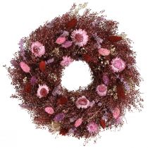 Artikel Blumenkranz Trockenblumen Kranz Weinrot Rosa Ø25cm