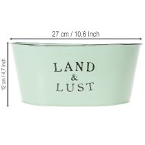 Artikel Blumenschale oval aus Metall Mint mit Vintage-Design 27×18×12 cm