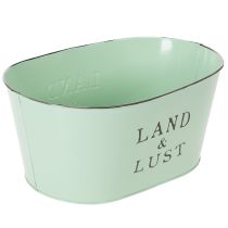 Artikel Blumenschale oval aus Metall Mint mit Vintage-Design 27×18×12 cm