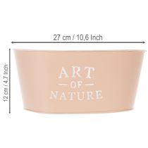 Artikel Blumenschale oval Metall Altrosa 27×18×12,5cm Übertopf für Innen und Aussen