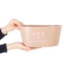 Artikel Blumenschale oval Metall Altrosa 27×18×12,5cm Übertopf für Innen und Aussen