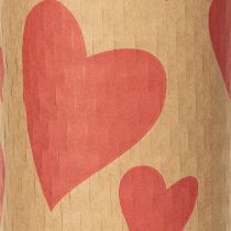Artikel Nachhaltiges Geschenkpapier aus Recyclingpapier mit Herzdesign, Wabenstruktur, 25 m x 51 cm, Rot-Naturbraun