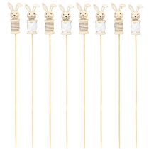 Artikel Blumenstecker Hase aus Holz, Natur und Weiss, 32 cm, 8er-Set für Frühlings- und Osterdekoration