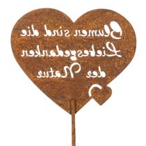 Artikel Blumenstecker Herz aus Metall mit Spruch "Blumen sind die Liebesgedanken der Natur", Edelrost, 10 cm, Gartendeko, 6er-Set