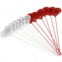 Artikel Blumenstecker Herz Rot, Weiß Dekostecker Valentinstag 7cm 12St