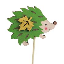 Artikel Blumenstecker aus Holz mit Igel-Motiv 34 cm Braun Grün 12 Stück
