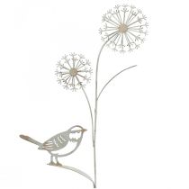Artikel Blumenstecker Metall Deko Allium Vogel Weiß 20×52cm