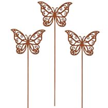 Artikel Blumenstecker Schmetterling Metall Rostpatina 10×7cm 3er Set