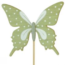 Artikel Blumenstecker Schmetterling aus Holz mit Metallfeder, 8 x 7 cm, pastellfarben, 12 Stück