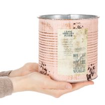 Artikel Blumentopf Metall Lachs Ø15,5cm H15cm mit Vintage-Dekor für Innen- und Aussenbereich