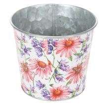 Artikel Blumentopf Metall Ø12cm H10,5cm mit Blumenmotiv für Frühlingsdeko
