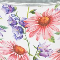 Artikel Übertopf aus Metall mit Blumenmotiv Ø14cm H12,5cm für innen und aussen