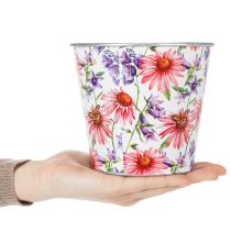 Artikel Übertopf aus Metall mit Blumenmotiv Ø14cm H12,5cm für innen und aussen