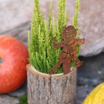 Artikel Blumentopf Holz mit Rinde Übertopf Vogelscheuche Metall Rost H24,5cm