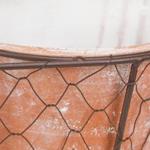Artikel Keramik-Blumentopf mit Drahtkorb Braun Terrakotta L38,5cm für Innen- und Aussendekoration