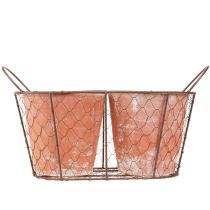 Artikel Keramik-Blumentopf mit Drahtkorb Braun Terrakotta L38,5cm für Innen- und Aussendekoration