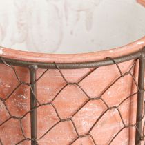 Artikel Blumentopf-Set Ø30cm mit Gitterkorb aus Metall und Keramik, Rostbraun