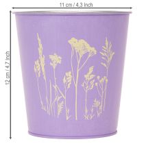 Artikel Blumentopf-Set rund aus Metall 12cm in Pastellfarben mit filigranem Blütenmotiv