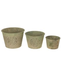 Artikel Blumentopf-Set Metall Grün Vintage Ø22cm–Ø13,5cm, 3 Stück