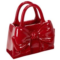 Artikel Deko Vase Handtasche aus Polyresin Rot glänzend 22 cm