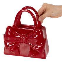 Artikel Deko Vase Handtasche aus Polyresin Rot glänzend 22 cm