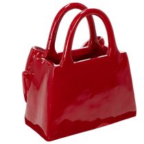 Artikel Deko Vase Handtasche aus Polyresin Rot glänzend 22 cm