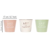 Artikel Runder Blumentopf Art of Nature aus Metall 17 cm im 3er-Set in Pastellfarben