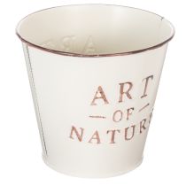 Artikel Blumentopf aus Zink Creme Ø15cm H13,5cm mit Schriftzug für Innen- und Aussendekoration