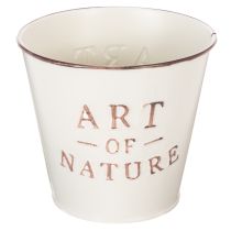 Artikel Blumentopf aus Zink Creme Ø15cm H13,5cm mit Schriftzug für Innen- und Aussendekoration