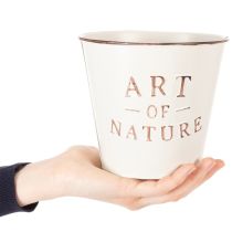 Artikel Blumentopf aus Zink Creme Ø15cm H13,5cm mit Schriftzug für Innen- und Aussendekoration