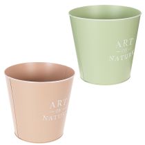 Artikel Runde Übertopfe aus Zink Art of Nature, 22 cm in Grün und Rosa, 2er-Set