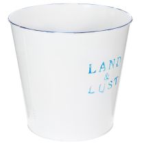 Artikel Blumentopf groß Weiß, Blau Metalldeko Übertopf Ø22×H21cm