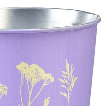 Artikel Blumentopf Metall Übertopf Lila Ø11,5cm H11,5cm mit Blumenmotiv