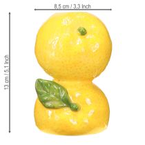 Artikel Keramik Blumenvase Zitrone, Dekovase 13 cm, Gelb, Für Trockenblumen