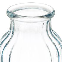 Artikel Blumenvasen Glas Rillen Design Blau Ø11cm H14,5cm 2St