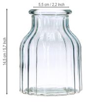 Artikel Blumenvase Glas mit Rillenstruktur Blau Ø11cm H14,5cm 2er-Set