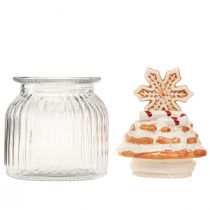 Artikel Bonboniere aus Glas mit Deckel und Schneeflocken-Motiv, H 20 cm, Transparent